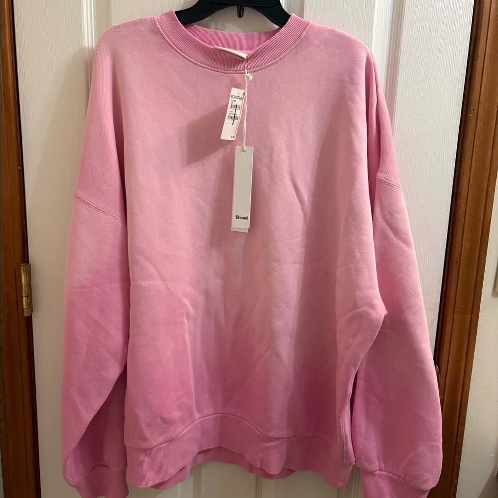 Crew Neck Pink Sweatshirt - Women's Casual Pullover